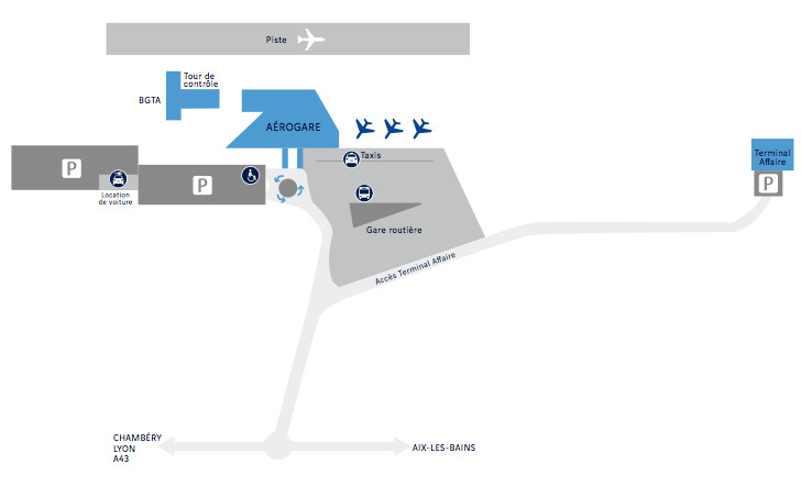 plan du parking de l'aéroport de Chambéry Savoie Mont-Blanc